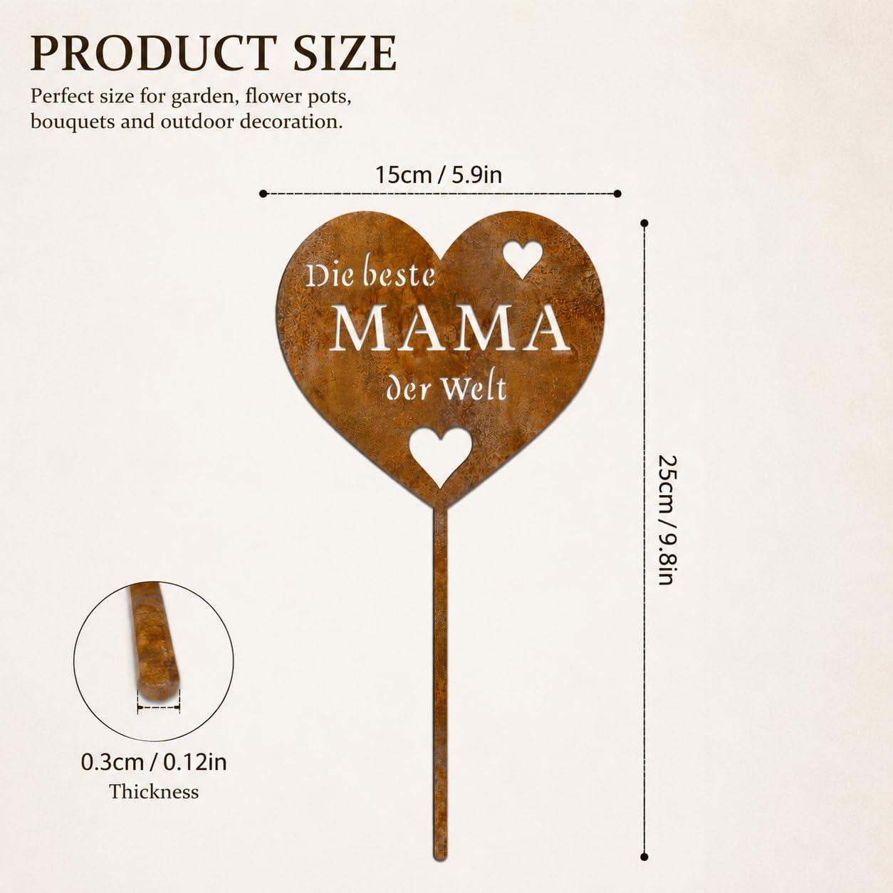 Dripio Acryl hartvormige gravestone decoratie Beste mama ter wereld, 15 x 25 cm