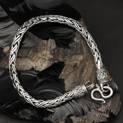 Drachensilber Wikinger Armband Herren Damen 925 Sterlingsilber Armschmuck 20cm