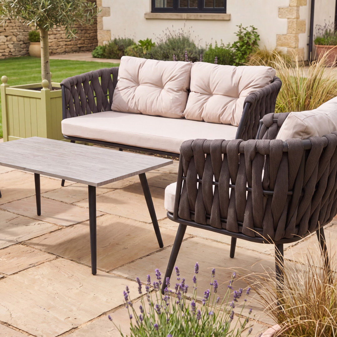 Brayden Studio Hartley 4 Seater Garden Lounge Set with Coffee Table Grey 4