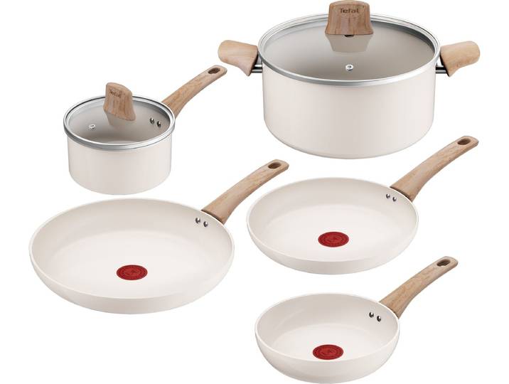 Tefal Cera Bright ON - Keramische Pannenset - 5-delig - Beige - PFAS-vrij - Geschikt voor Inductie