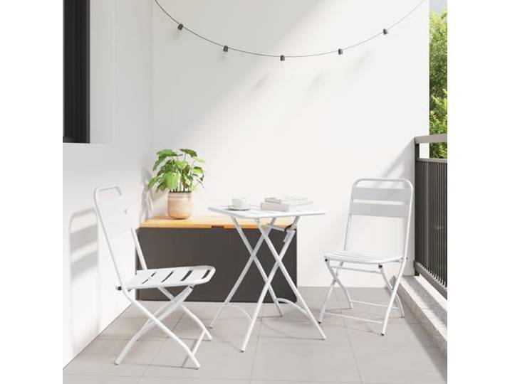 HEFZGDB Weißes Faltbarer Outdoor Stuhlset aus Metall mit UV-Schutz und Wassergbeständig, Elegantes Modernes Design für Garten, Balkon und Terrasse, Kompakt und Stabil