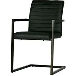 Esszimmerstuhl Bas aus Metall und PU-Leder, modern gepolstert, anthrazit, Freischwinger für Dein Zuhause