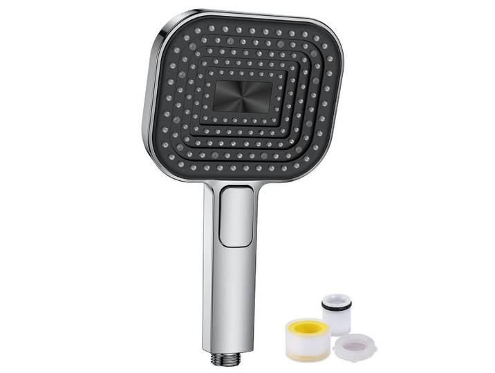 Handbrause Wassersparend 135mm Chrom, Silberfarben, Kunststoff, 13.5x12.7x24 cm, Badezimmer, Baden & Duschen, Duschköpfe & Duschschläuche