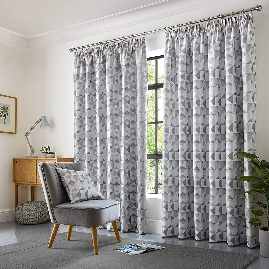 Hykkon Stamper Room Darkening Curtain Pair Silver/Charcoal 229 W x 274 D cm
