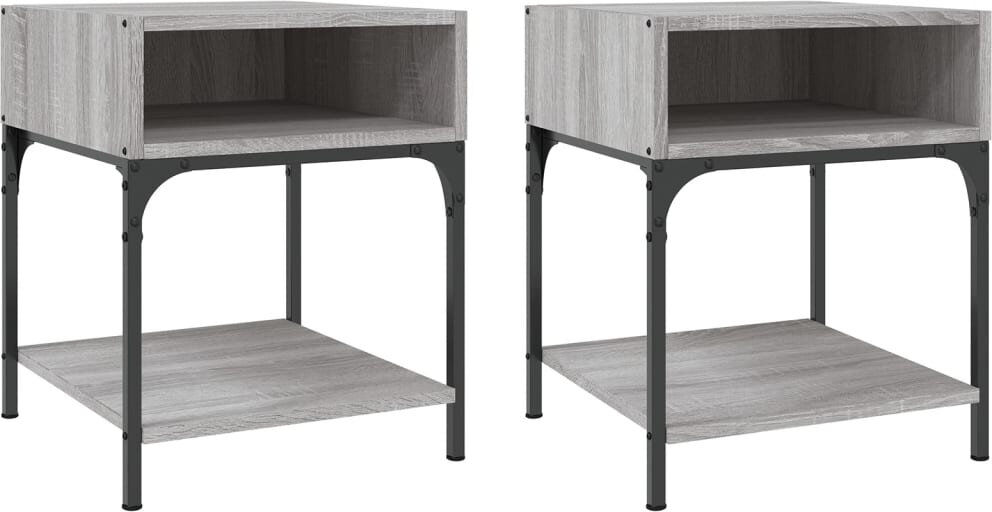 Borough Wharf Elsaid Bedside Tables Bedside Cabinet Nightstand Side Table Engineered Wood Grey Sonoma 50cm H X 40cm W X 41cm D