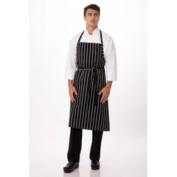 Chef Works® Basic ENGLISH CHEF Latzschürze,  Schwarz-Weiß-gestreift
