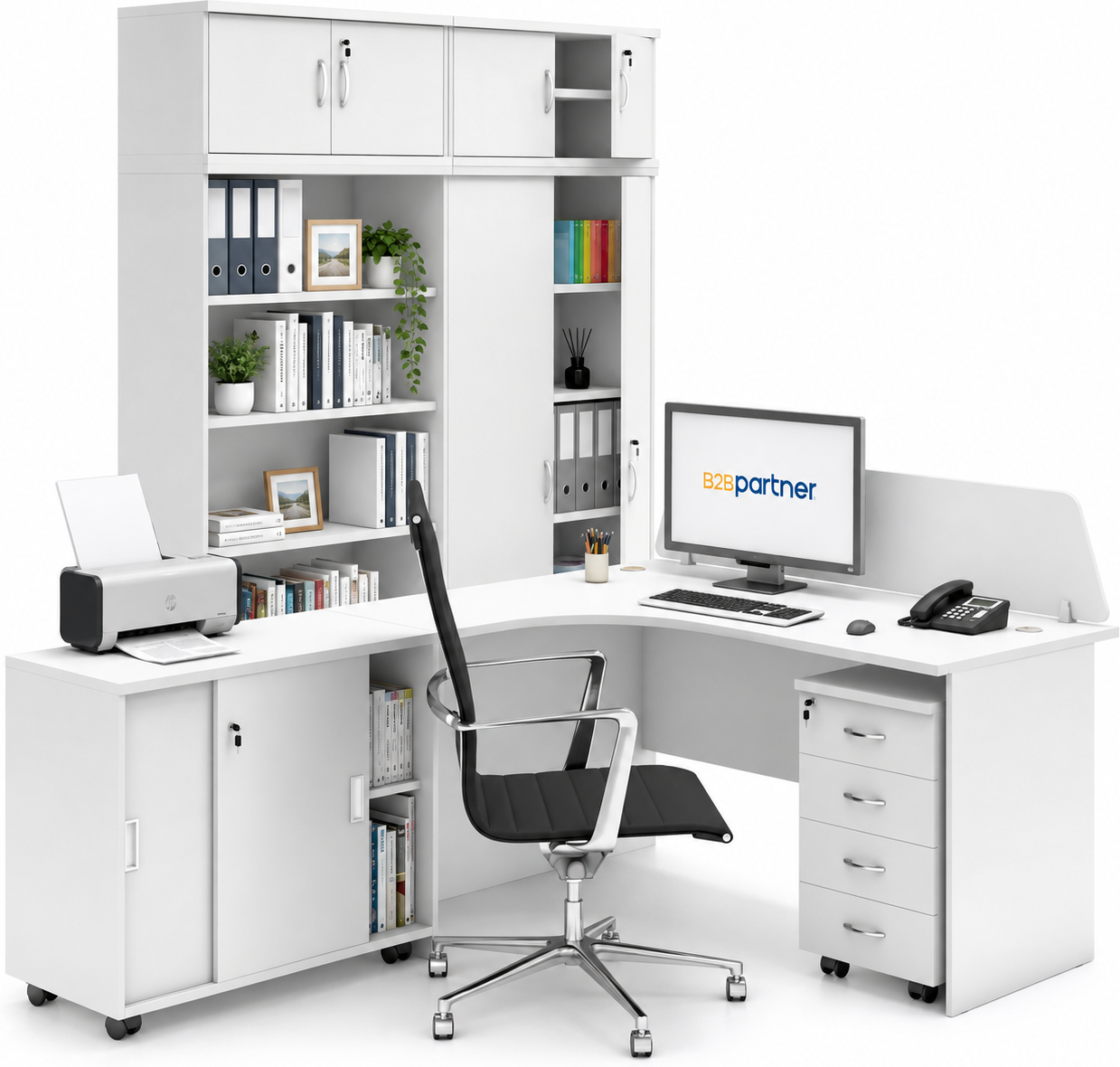 B2B Partner Büromöbelset MIRELLI, C Typ, weiß