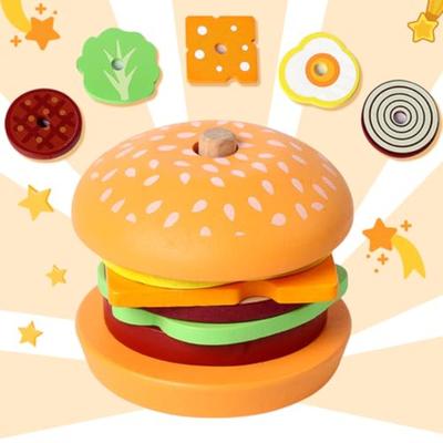 JoyToys Montessori Wooden Burger Stacking Toy For Toddlers Fine Motor Skills Learning Game Montessori Wooden Burger Stacking Toy For Toddlers Fine Motor Skills Learning Game