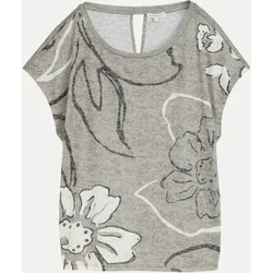 T-Shirt mit Blumen-Print Grau M