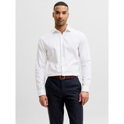 Langarmhemd JACK & JONES "JPRBLAPARKER DETAIL L/S SHIRT SN", Herren, Gr. M, N-Gr, weiß, Web, Obermaterial: 100% Baumwolle, unifarben, slim fit normal, ohne Ausschnitt, 2-Knopf-Manschette, Hemden, Baumwolle, slim fit