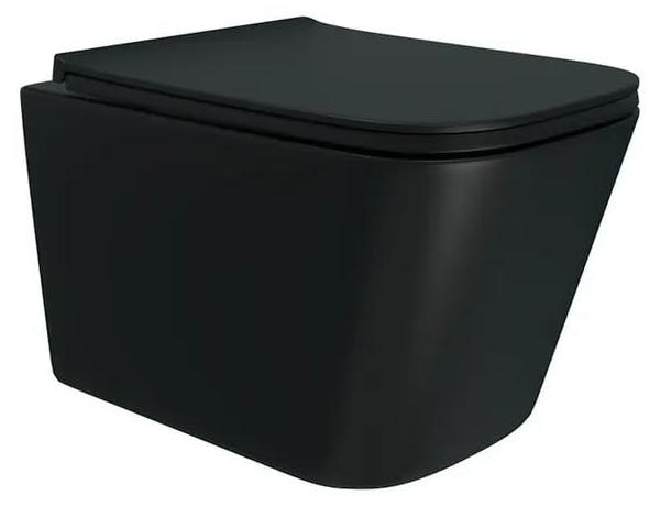 Hängetoilette ohne Spülrand, matt schwarz, FlashClean, 49 cm