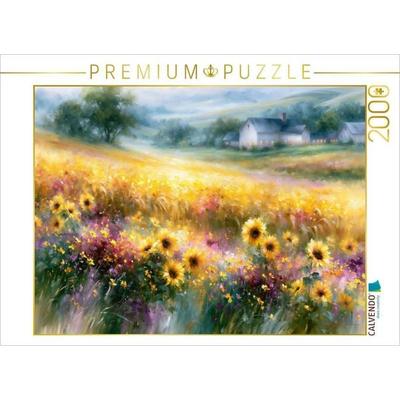 CALVENDO Puzzle Goldenes Korn und leuchtende Sonnenblumen | 2000 Teile Lege-Größe 90x67cm Foto-Puzzle für glückliche Stunden, von , Calvendo Puzzle