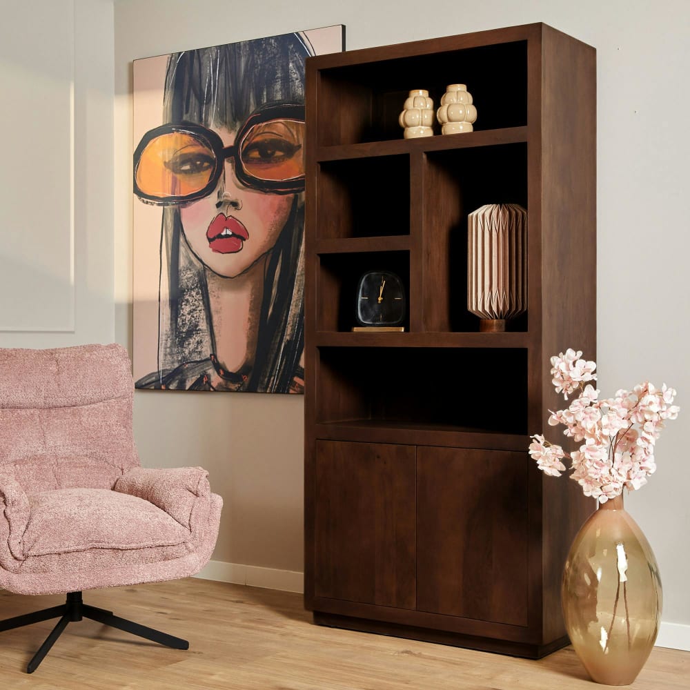Pier import Bibliothèque 2 portes en bois brun Marron 90x200x45cm