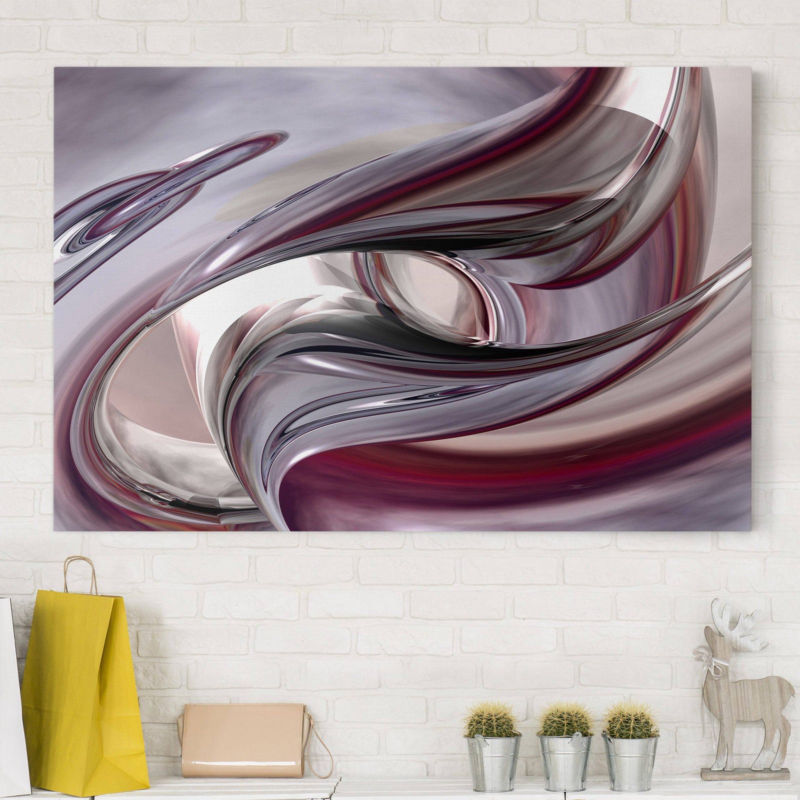 home24 Illusionary II decoratief object, violet, kunststof, 120 cm