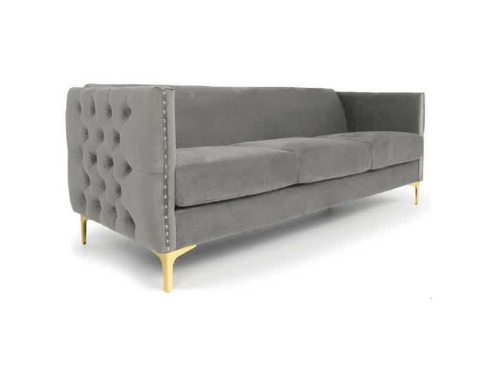 MENZZO Canapé 3 places Joshua Velours Argent -L204 x P70 x H74 cm