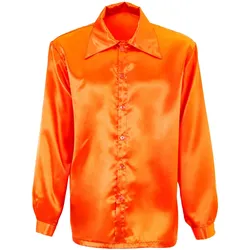 Widmann ORANGEFARBENES 70ER JAHRE DISCOHEMD aus Satin, XL (XL)