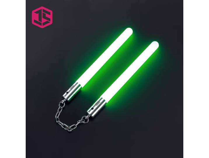 Sabres laser Pixel JS sans son, Nunchakus en métal, 67 cm de long, 12 couleurs changeantes, jouet de cosplay robuste pour duels