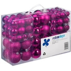 Relaxdays Weihnachtskugeln 100er Set Pink,Silber