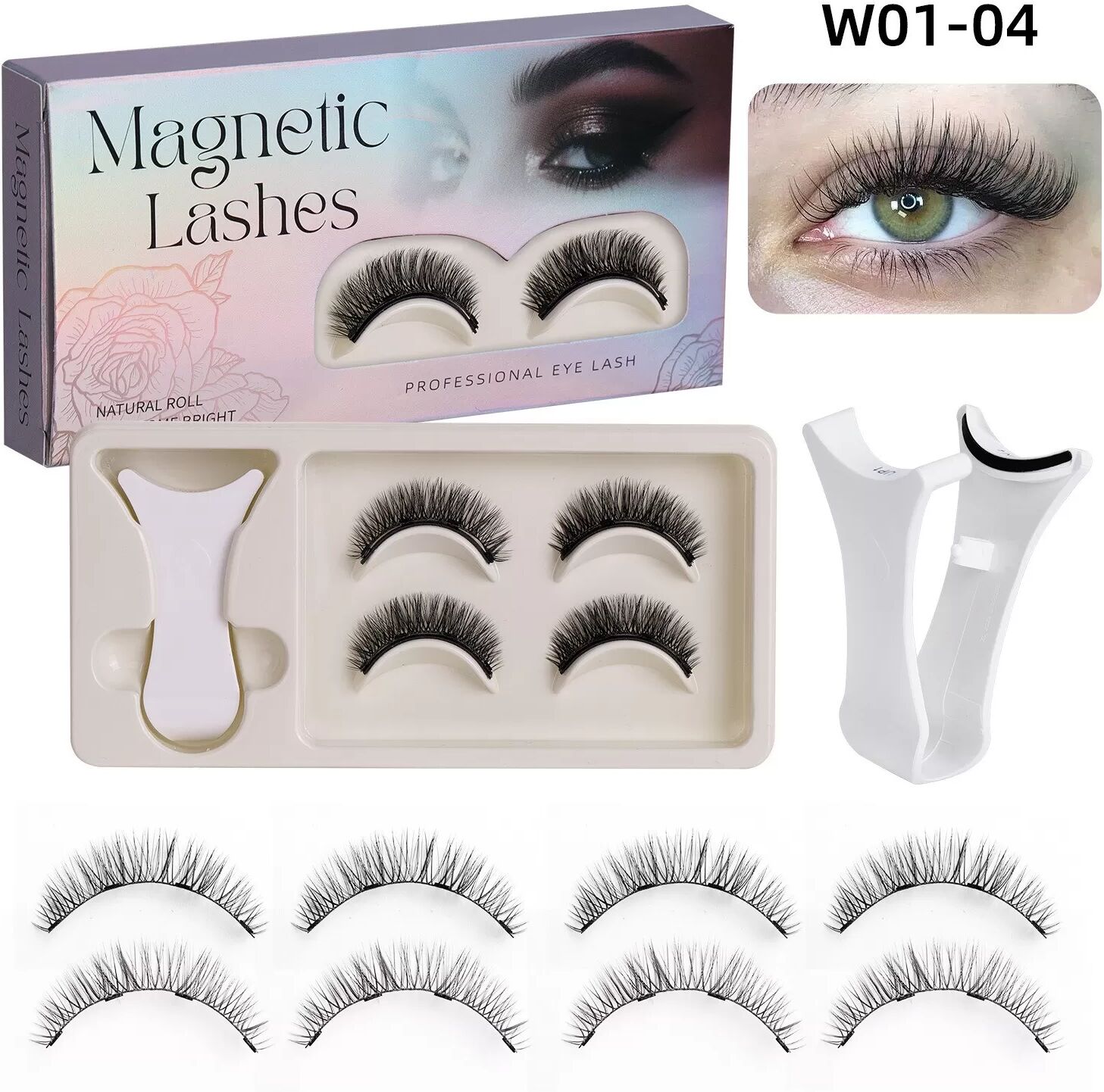 INF Magnetische Wimpern 2 Paare - Wiederverwendbar, ohne Kleber, natürlich aussehende Wimpern