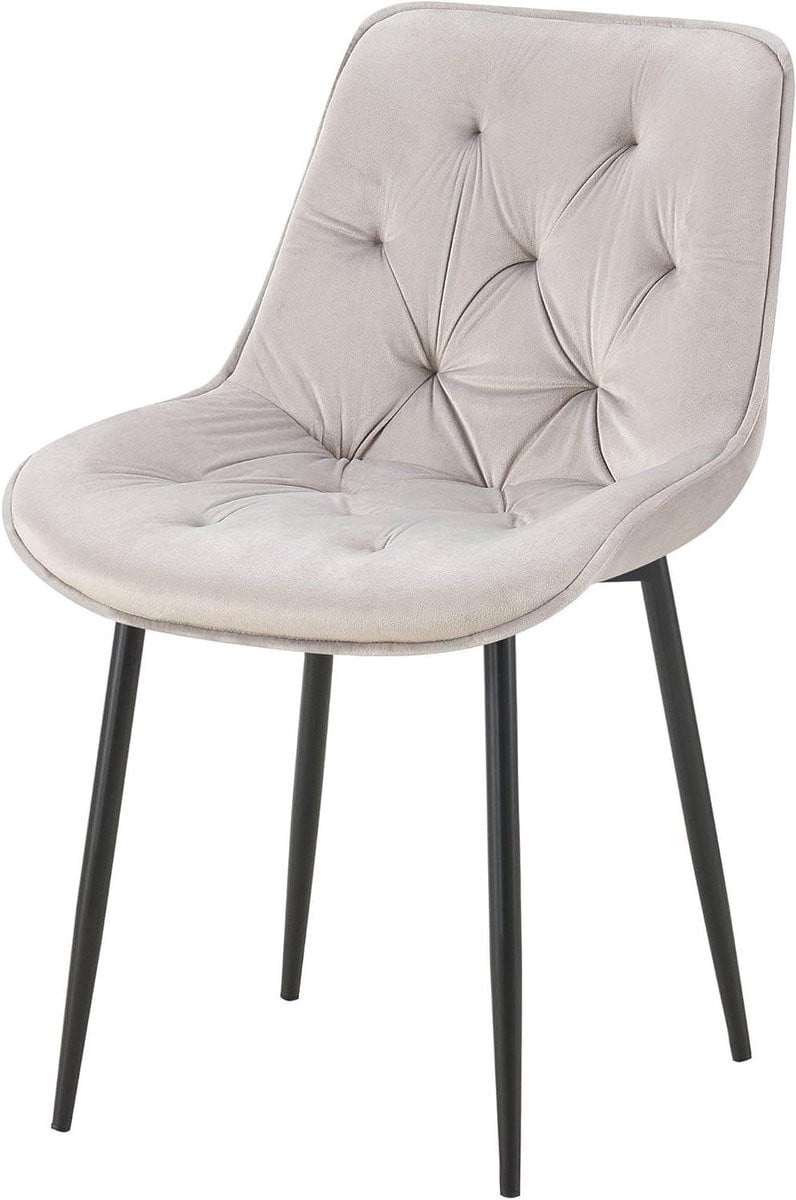 Eetkamerstoel Wallace - Velvet - Grijs - Met Quiltpatroon