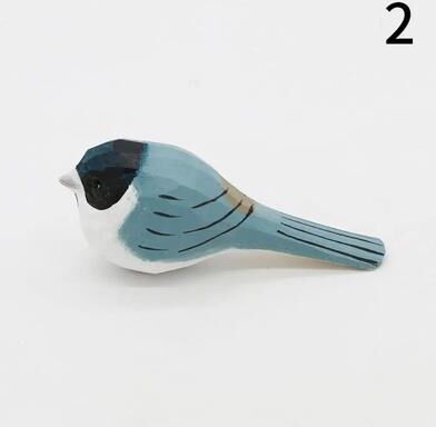Inspire Essentials Handmade Wood Carved Bird Figurine Mini Wooden Bird Ornament Decor 2