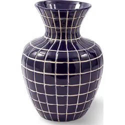 Hamam Vase kariert, 40 cm, marineblau