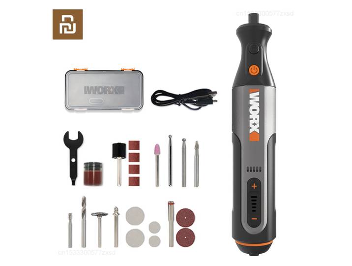 Worx 8V outil rotatif WX106 Mini perceuse sans fil gravure meulage Machine de polissage chargeur USB ensemble d'outils électriques à vitesse Variable