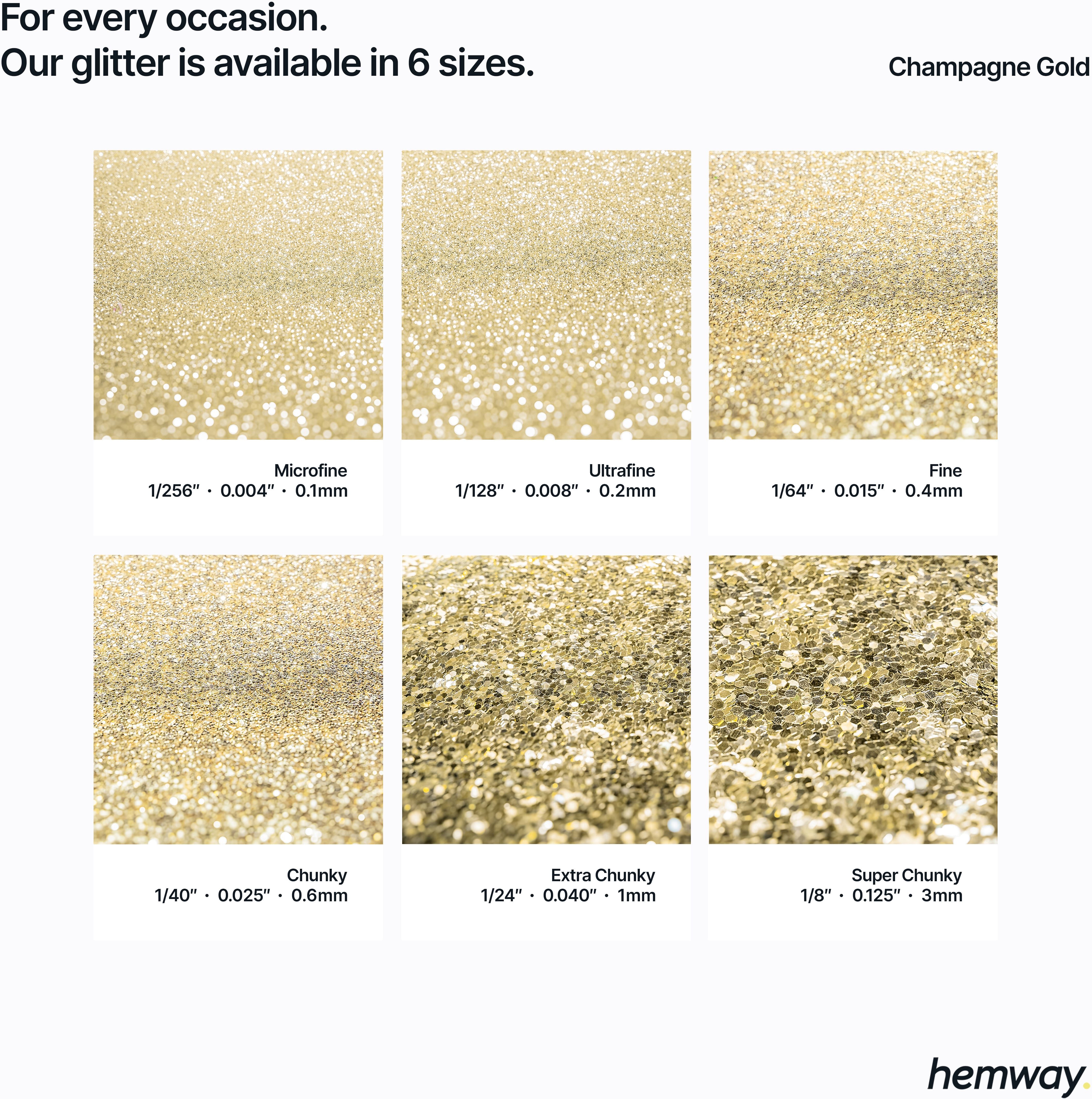 Hemway Glitter Shaker 125g / 4.4oz   Champagne Gold   Cosmetic, Festival, Epoxy Resin, Crafts - Champagne Gold - Fine 130g