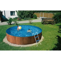 myPOOL Poolset Splash mit Kartuschen Filteranlage - Holzoptik Ø 3,60 x 0,90 m - Gr. 2