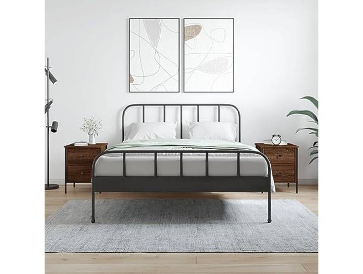 HEFZGDB Industrieller Nachttisch 2 STK. Braun Eichen-Optik 40x42x50 cm Holzwerkstoff mit Schubladen und verstellbaren Beinen für Stauraum und Stabilität