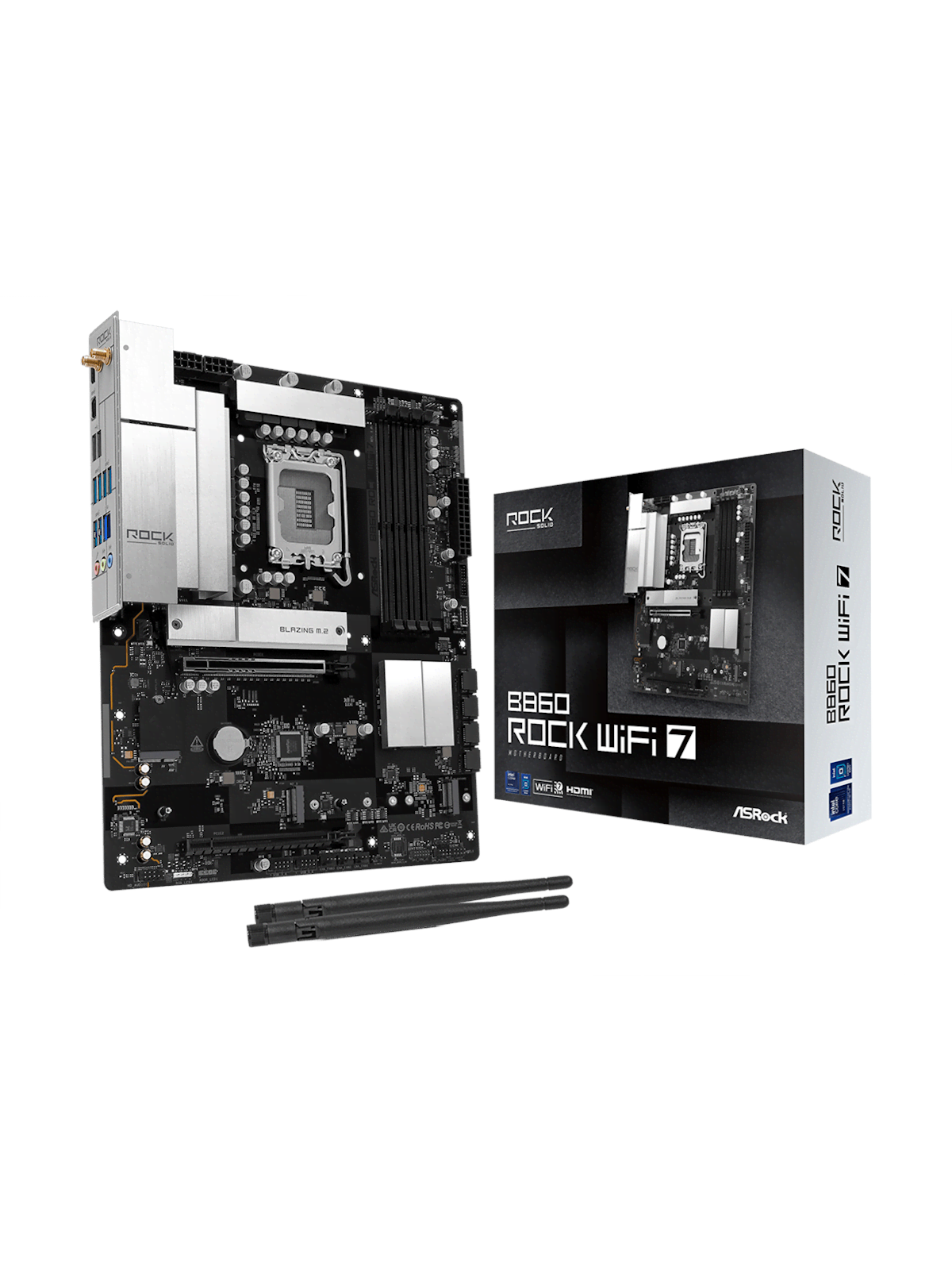 ASRock B860 Rock WiFi 7 Mainboard - Intel B860 - Intel LGA1851 - DDR5 RAM - ATX