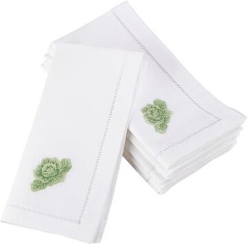 Saro Lifestyle Embroidered Cabbage Hemstitched Cotton Napkin (Set of 6)