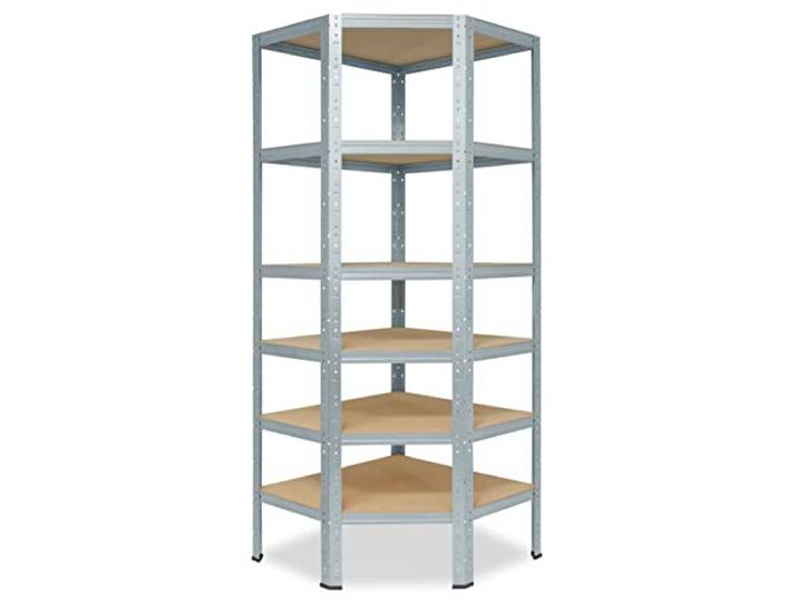 shelfplaza® HOME Eckregal 200x90x60cm Schwerlast Verzinkt/Metallregal Stehend 6 Böden Je 145kg Tragkraft/Corner Shelf Schwerlastregal Ecke/Steckregal