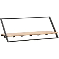 FineBuy, Kleiderhaken + Wandgarderobe, Wandgarderobe Akazie Massivholz Metall 100cm Hängegarderobe Industrial Baumkante