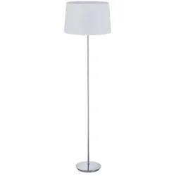 Relaxdays Stehlampe mit Stoffschirm Weiß,Silber
