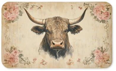 "Stupell Cattle Floral Cow Farmhouse Printed Anti-Fatigue Floor Mat, 30""x18"""