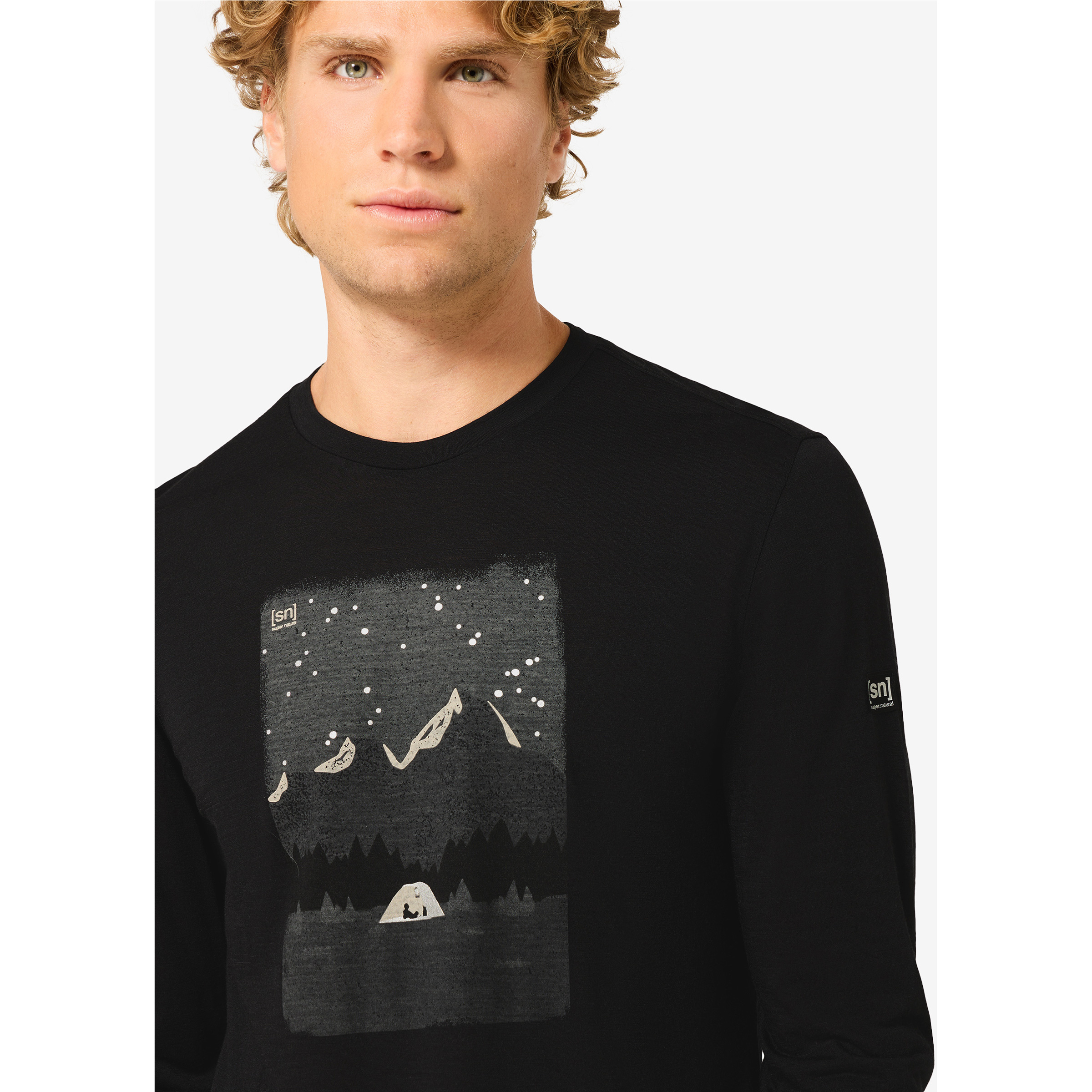 Super.Natural Outdoor Nights Herren Longsleeves schwarz Größe S Hautfreundlich Merinowolle
