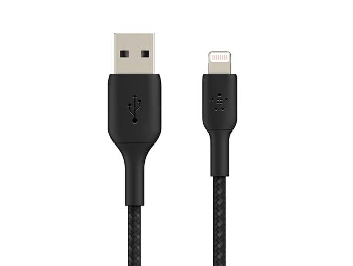 Belkin gevlochten Lightning-kabel (Boost Charge Lightning/USB-kabel voor iPhone, iPad, AirPods) MFi-gecertificeerde iPhone-laadkabel, gevlochten Lightning-kabel naar USB-A, (1 m, zwart)