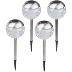 HI, Gartenbeleuchtung, LED-Kugelleuchte mit Erdspiess, Edelstahl, 4er-Set