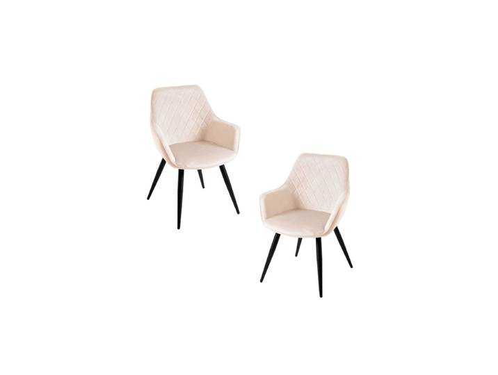 2er Set Kres Samt Stühle - Beige
