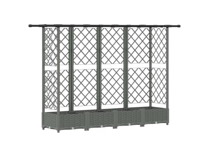 RJPLMFV Hochbett mit Gitter und Dach 202 x 40 x 121 cm Langlebiges Polypropylen, integrierte Drainage, für Kletterpflanzen, Terrasse oder Balkon