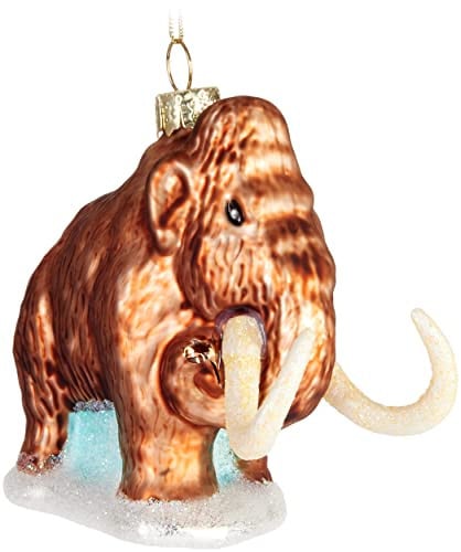 BRUBAKER Handgeschilderde Glazen Kerstbal Mammoet - Handgeblazen Kerstboom Decoratie - 9 cm