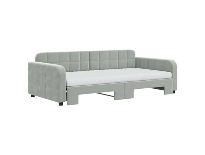 KTHLBRH Ausziehbares Schlafsofa aus Samt, hellgrau, 2 Matratzen Gestell aus Holz und Metall, 223 x 212,5 cm erweitert, für Wohnzimmer und Schlafzimmer