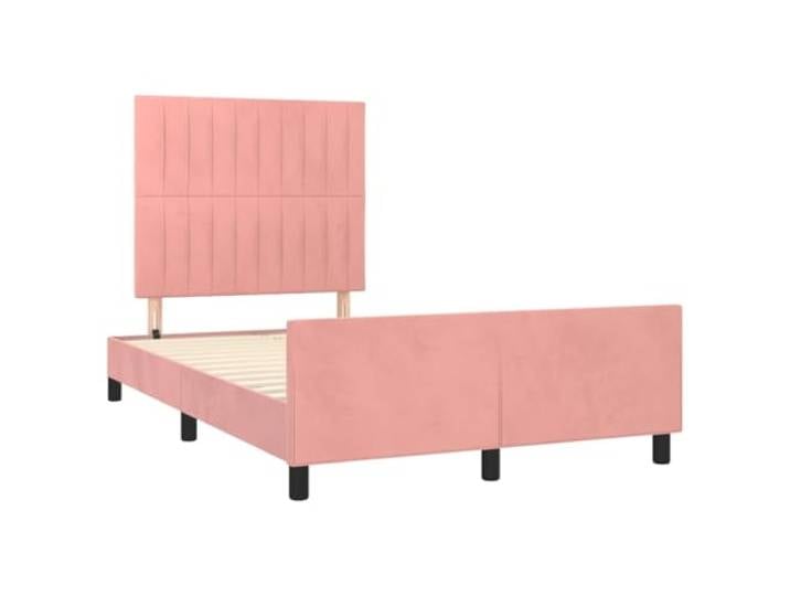 KTHLBRH Bettgestell aus rosafarbenem Samt, 120 x 190 cm, Bettgestell mit Lattenrost aus Sperrholz inklusive, höhenverstellbar, stabile Beine, ohne Matratze