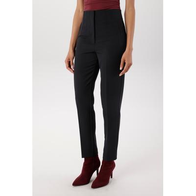 Anzughose ANISTON SELECTED, Damen, Gr. 44, N-Gr, schwarz, Web, Obermaterial: 100% Polyester, unifarben, figurbetont knöchelfrei, Hosen Anzughose, mit Bügelfalten - NEUE KOLLEKTION