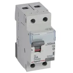 Legrand 411579 TX3 Fehlerstromschutzschalter 25A, 2-polig, 500mA, Typ A, 230VAC, 2TE