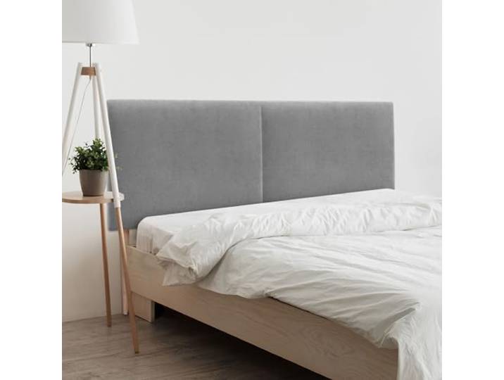 DHOME Gepolstertes Kopfteil Glatt aus Aqualine-Stoff mit Beinen Höhe 70 cm Stärke 4 cm und 8 cm für Wand Akustische Kopfteile Schallabsorbierend (Gris, 200cm Dual, Stärke 8cm)