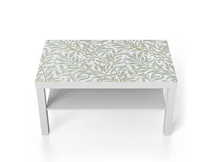 DEQORI Glastisch weiß groß 90x50 cm Motiv Dekorative Weidenzweige ausgefallener Beistelltisch aus Glas Hochglanz Couchtisch fürs Wohnzimmer moderner Couch Tisch mit Design