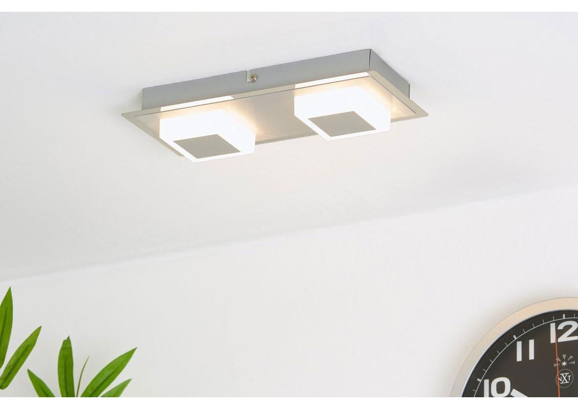 Briloner LED wand- en plafondlamp, 2-laags, aluminium-chroom