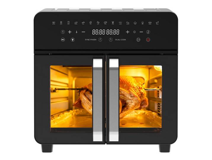 AIMAX Heißluftfritteuse XXL 23 L – Dual-Zone Airfryer mit Doppeltür, LED-Touch, 2200 W, 12 Zubehör, Trennwand abnehmbar, 15-in-1 Smart-Ofen, Grill & Backen